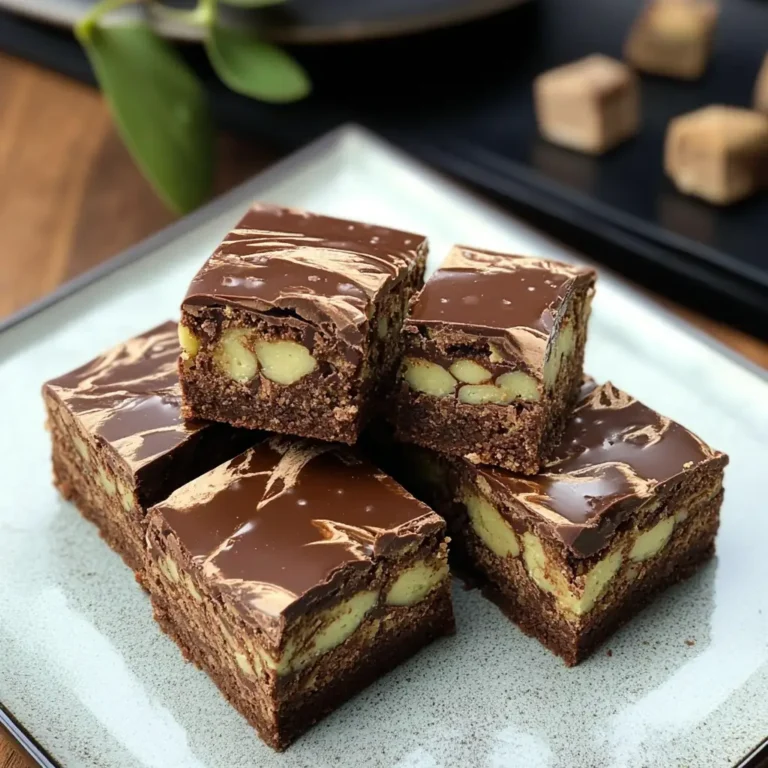 Stacked chocolate brownies with whole nuts and glossy chocolate topping – Dubai dessert style