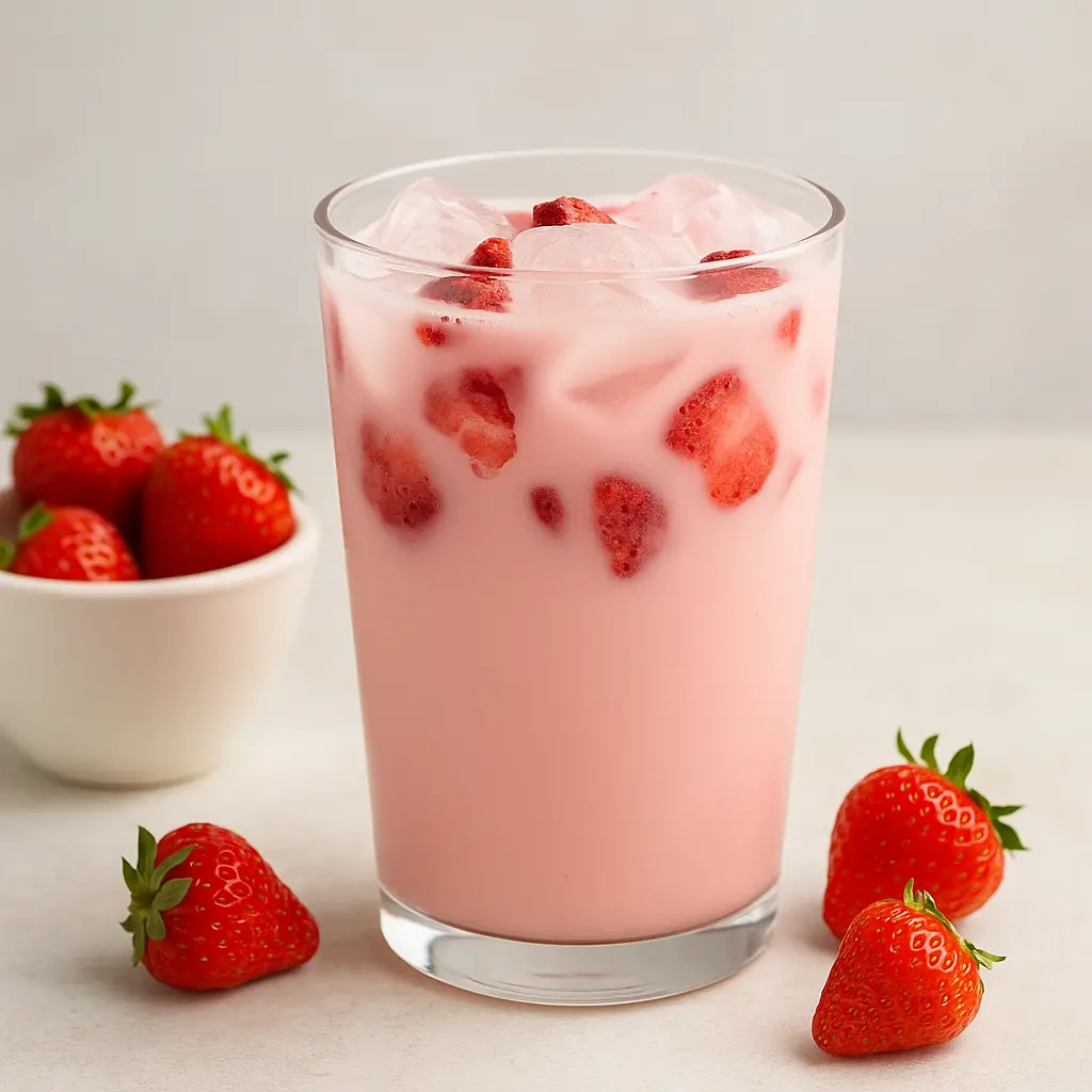 Ingredients in Pink Drink Starbucks – What’s Really Inside This Viral Favorite? 3 Homemade Starbucks Pink Drink in a glass with fresh strawberries and ice