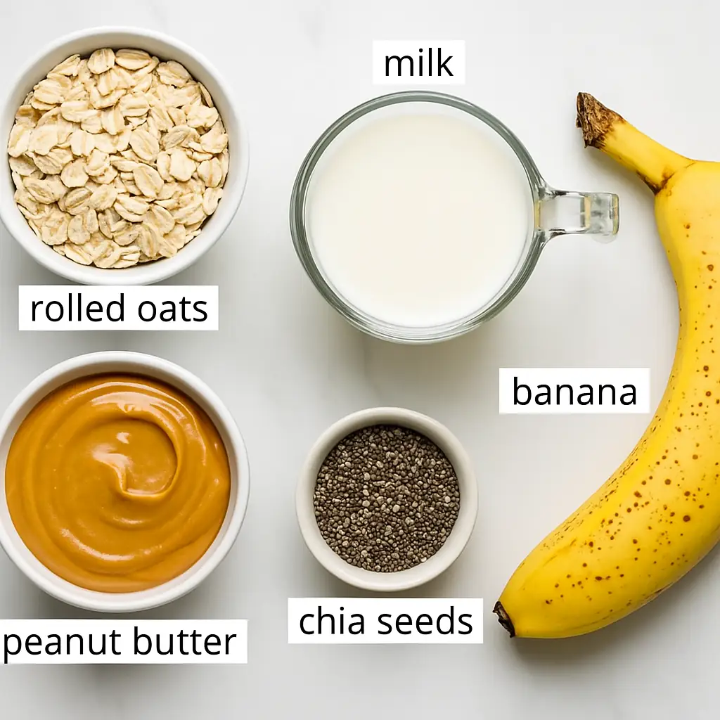 Peanut Butter Overnight Oats Recipe 5 INGREDIENTS Peanut Butter Overnight Oats Recipe