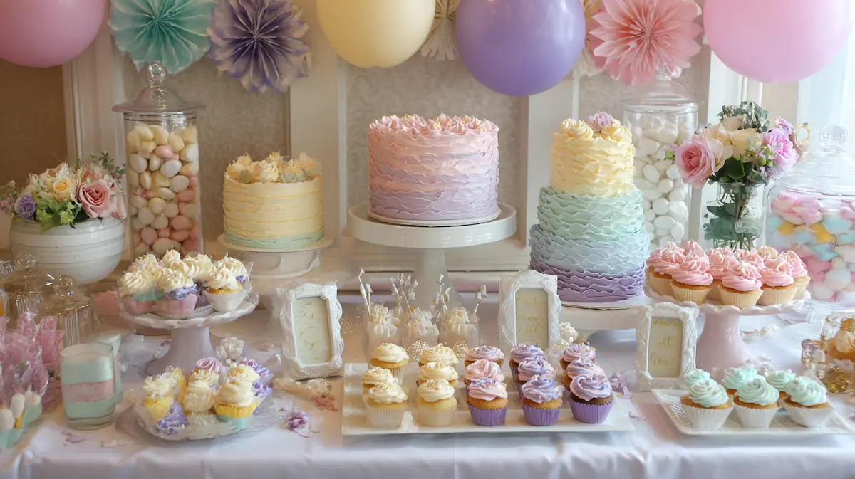 Labubu Cake: How to Make These Viral Edible Figures Without Baking 4 Labubu birthday dessert table with pastel cakes