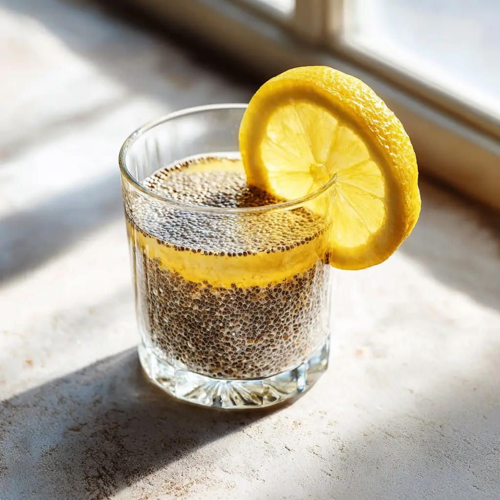 Bariatric Seed Ritual: Why Everyone’s Starting Their Day with This Viral Morning Mix 3 Glass of bariatric seed ritual drink with lemon and chia seeds in morning sunlight