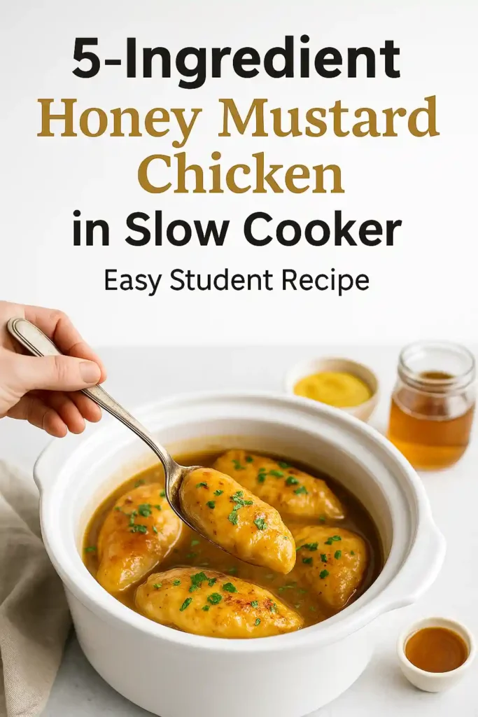 Honey Mustard Chicken in a Slow Cooker – Budget Dinner Delight 7 5 ingredient honey mustard chicken slow cooker student recipe