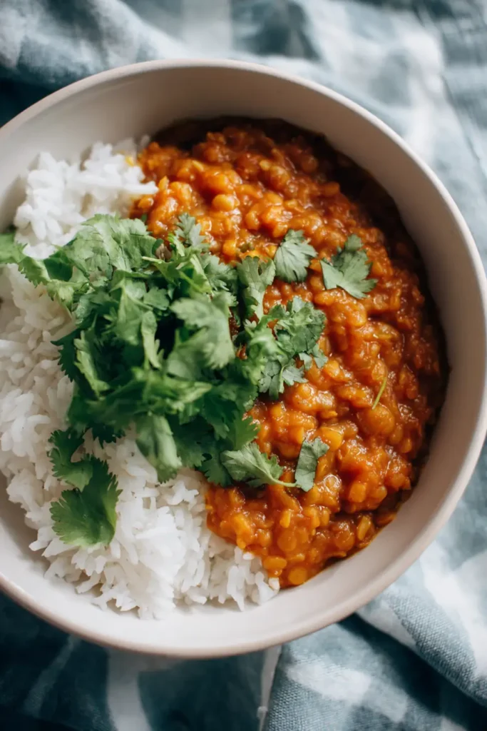 Vegan Meal Prep Ideas: Smart Recipes to Eat Vegan All Week 2 Red lentil dahl with rice – vegan meal prep idea for students
