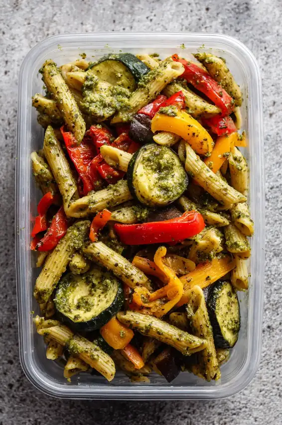 Vegan Meal Prep Ideas: Smart Recipes to Eat Vegan All Week 5 Vegan whole wheat pasta with pesto and roasted vegetables