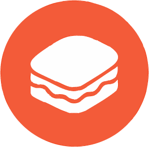 Easy Recipes for Students on a Budget 9 Icon of a sandwich inside an orange circle representing the No-Cook Recipes category