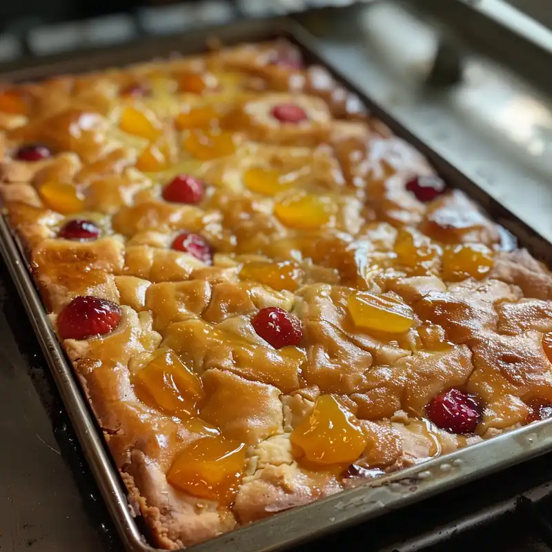Viral Dessert Recipes 2026: Sweet Trends You’ve Gotta Try 10 A bubbling sheet cake with golden crust and melted fruit filling.