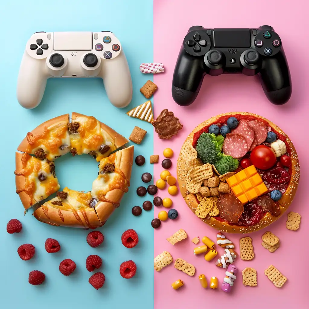 Balanced snacks vs junk food comparison for gamers
