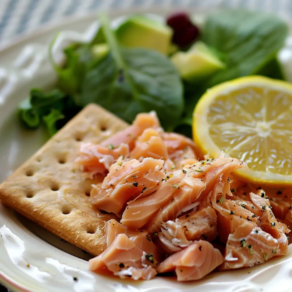 Cheap Protein Snacks You Can Keep in Your Dorm 8 Open tuna pouch with crackers on a dorm desk