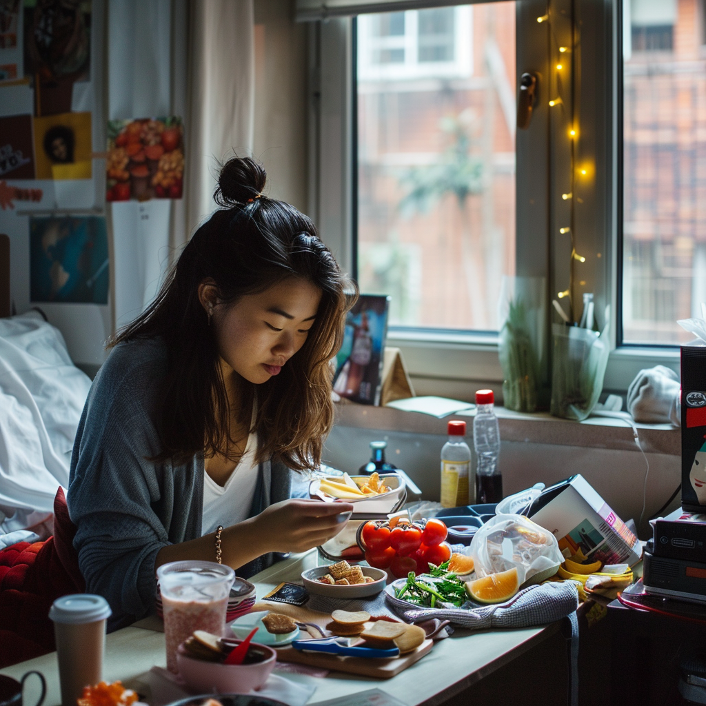 Quick Dorm Snacks for Gamers | Fast & Cheap College Fuel 3 College student assembling no-cook snacks in dorm room