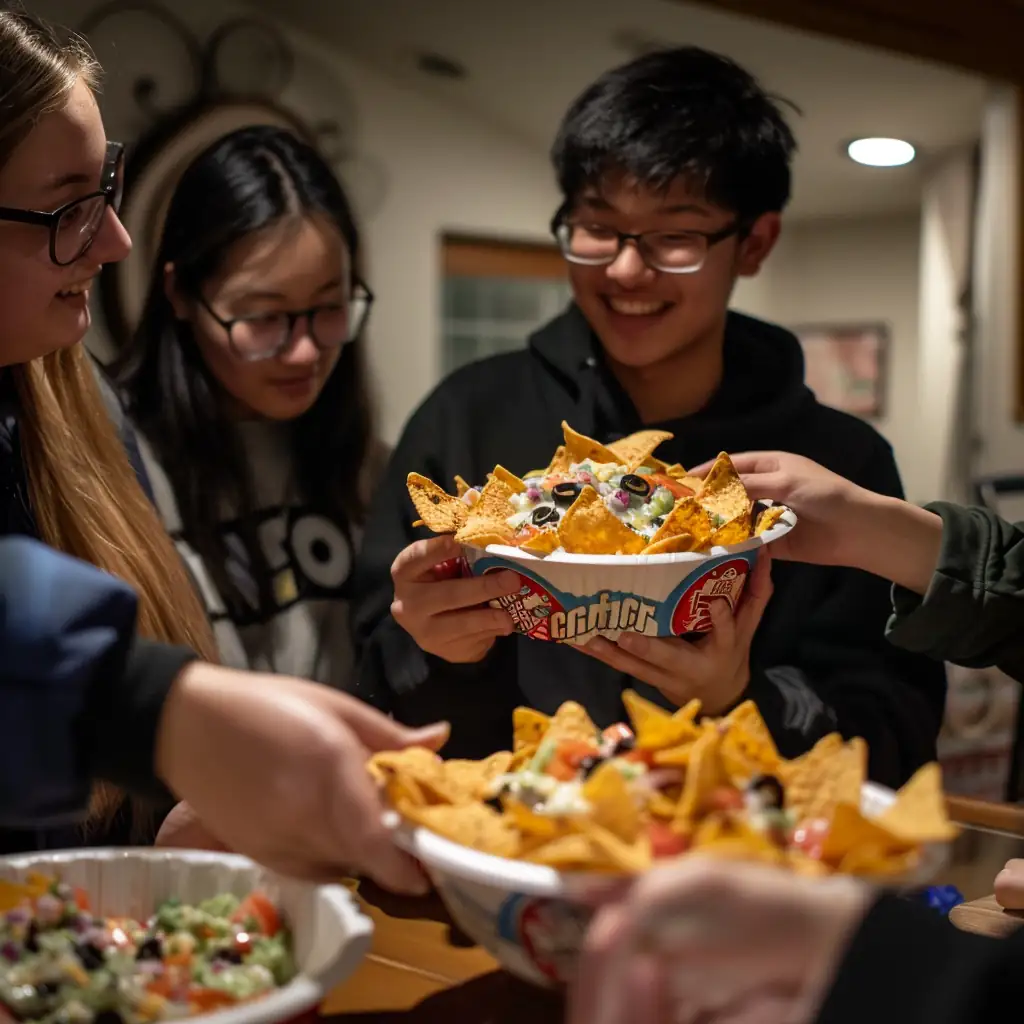Cheap Gamer Meals for College Students | Budget-Friendly Dorm Recipes 4 College students sharing cheap nachos at game night