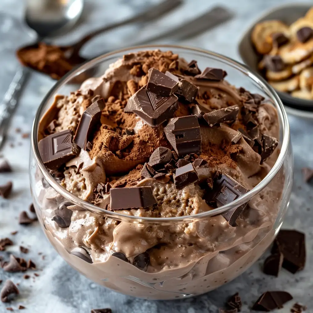 TikTok Chocolate Dessert (3-Ingredient No-Bake Trend for Students) 3 Different TikTok chocolate dessert variations including protein version with cottage cheese, healthy dark chocolate, and budget-friendly cookies