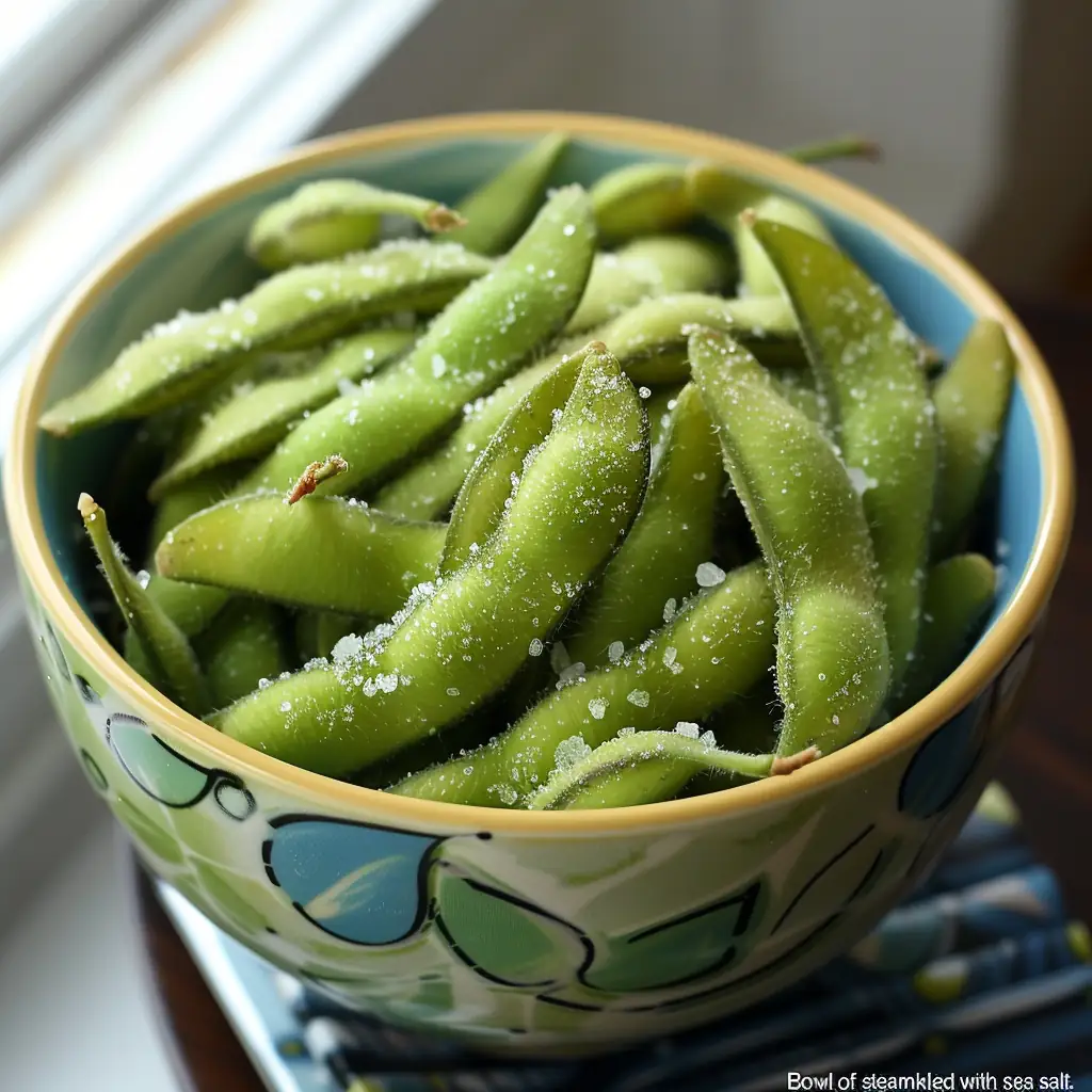 Cheap Protein Snacks You Can Keep in Your Dorm 11 Bowl of steamed edamame sprinkled with sea salt.