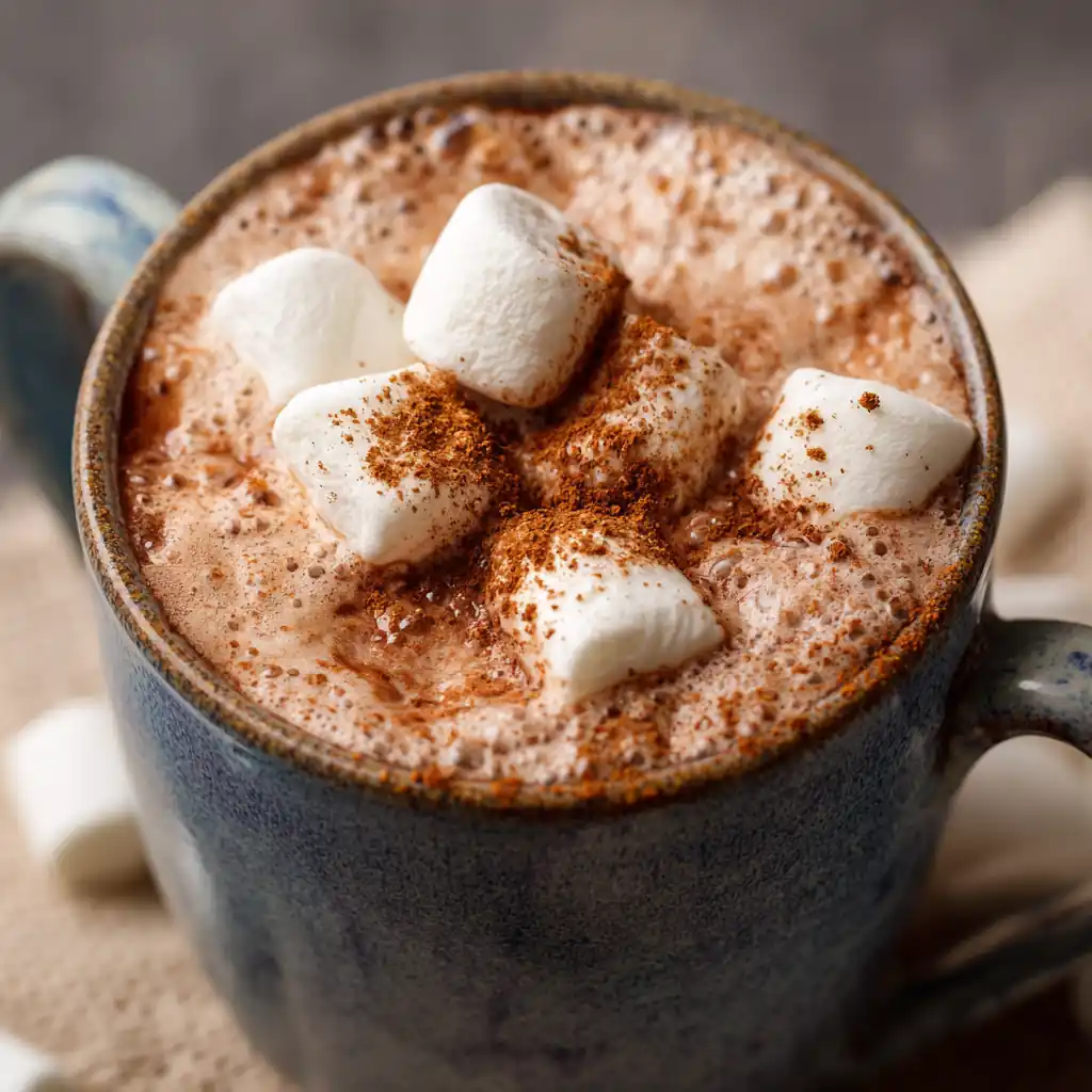 Student Budget Recipes: 12 Dorm-Friendly, Trendy & Cheap Ideas 11 A steaming mug of protein hot cocoa topped with mini marshmallows and a dusting of cinnamon.