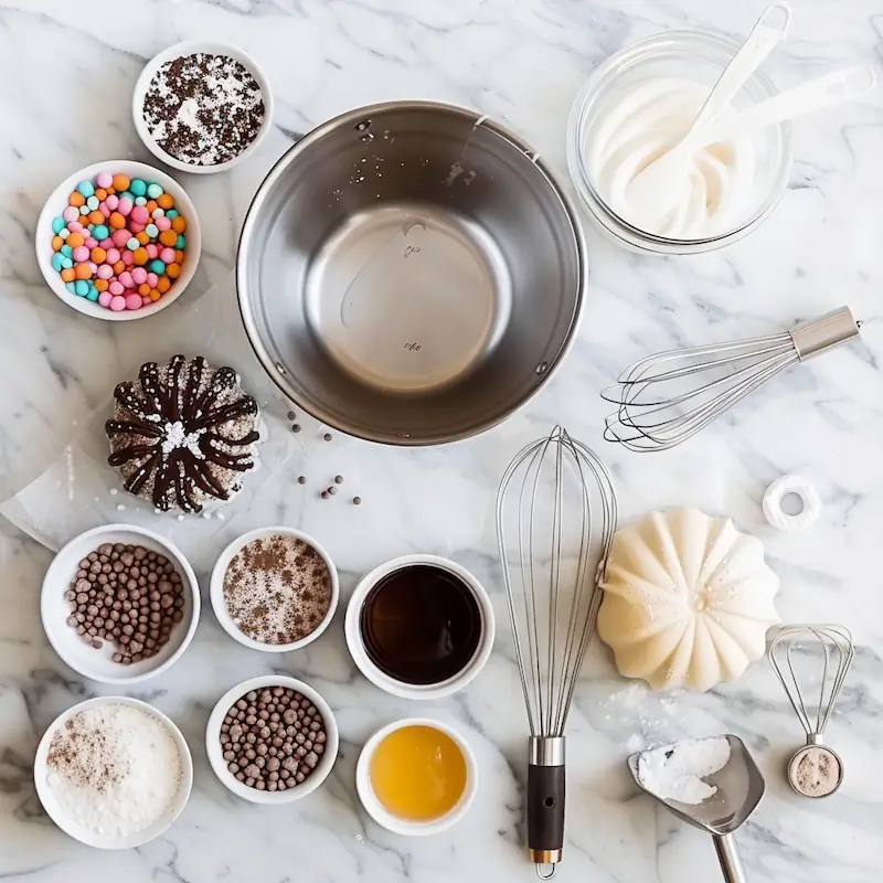 Basic Bundt essentials: 10–12 cup Bundt pan, mixing bowl, whisk, measuring cups, cooling rack