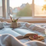 Best Brain Foods for Studying — Dorm-Friendly Edition A cozy dorm study desk with textbooks, laptop, and healthy brain foods like oats, berries, and green tea for college students.