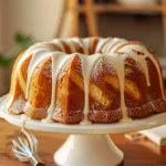 Moist easy vanilla Bundt cake with shiny glaze on a student kitchen table—budget-friendly recipe for beginners.