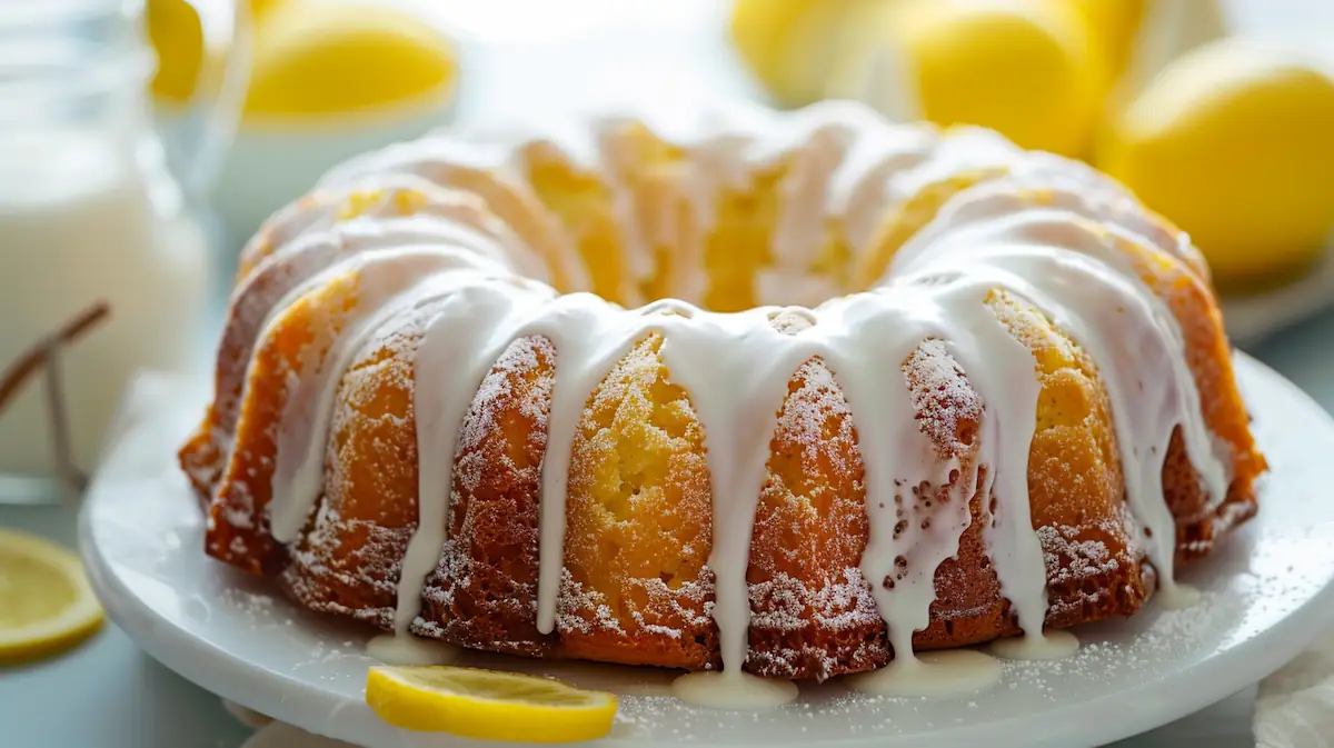 Ingredient Lemon Glaze 1 cup (120 g) powdered sugar 2-3 tbsp fresh lemon juice Pinch salt (optional but balances sweetness) Whisk to a drizzleable consistency; adjust with more sugar (thicker) or juice (thinner). Glaze the fully cooled cake in lazy zig-zags.