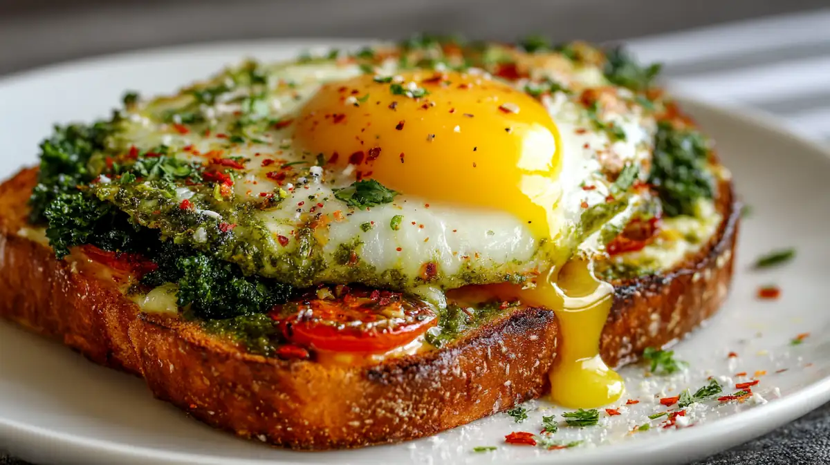 Spicy Pesto Egg Toast