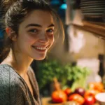 college student preparing healthy budget meal in dorm kitchen