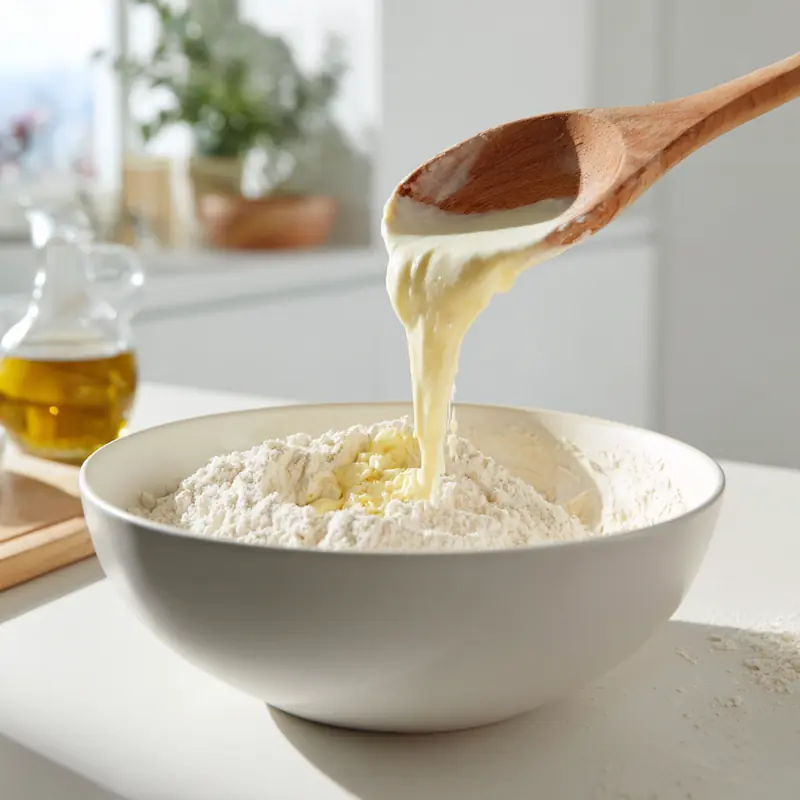 🧈 Easy Shortbread Cookies Recipe (3 Ingredients!) – Buttery, Simple & Perfect for Students 2 Adding flour to buttery dough on white countertop — easy shortbread cookies recipe