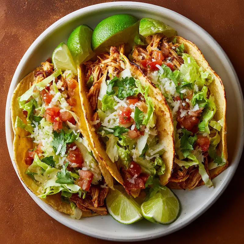 Air fryer chicken tacos with salsa and cheese — cheap and quick meal for college students.