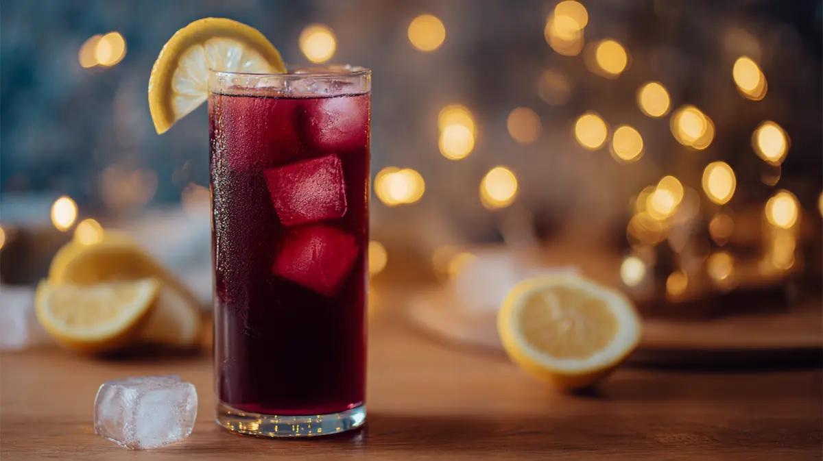 Cherry Sleep Mocktail: The Trendy Student-Friendly Drink That Helps You Wind Down 5 Glass of cherry sleep mocktail made with tart cherry juice and sparkling water on a wooden table, cozy nighttime lighting