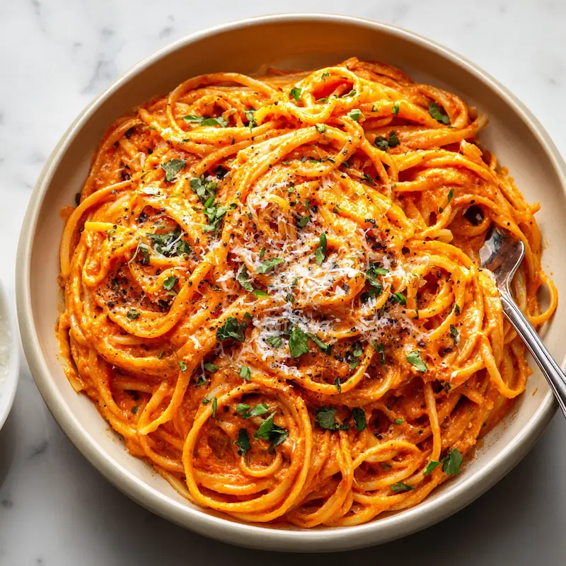 Easy Recipes for Beginners with Few Ingredients (Student-Approved & Budget-Friendly) 4 Bowl of creamy tomato pasta made with jarred sauce and cream cheese