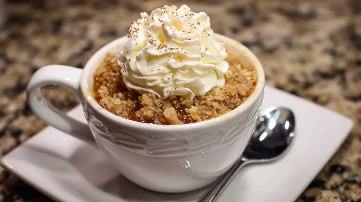 Easy Apple Crisp in a Mug (Microwave Dessert for Students on a Budget) 1 Easy Apple Crisp in a Mug