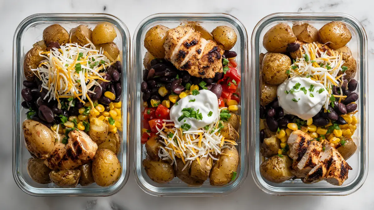 Loaded Potato Taco Bowl Meal Prep (Chicken & Beef Options) 4 Loaded Potato Taco Bowl Meal Prep with Chicken Beef