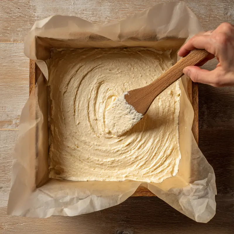Brown Butter Rice Krispie mixture being pressed into a baking pan