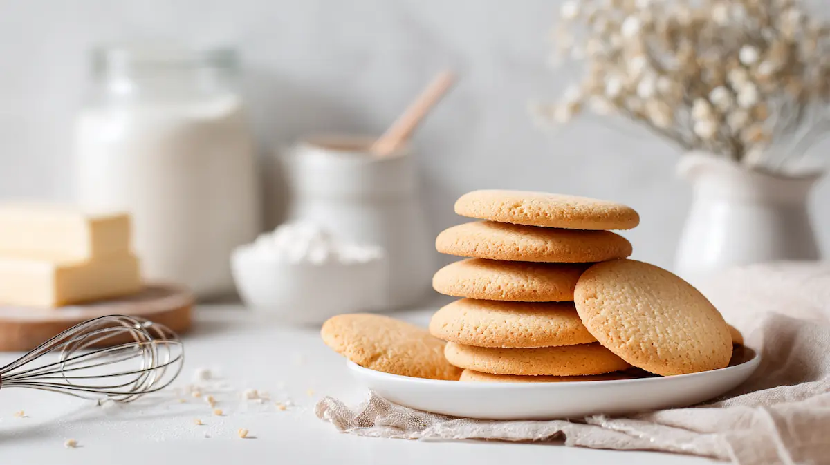 🧈 Easy Shortbread Cookies Recipe (3 Ingredients!) – Buttery, Simple & Perfect for Students 6 Golden buttery shortbread cookies on a white kitchen counter with soft natural light — easy shortbread cookies recipe
