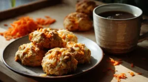 Whole wheat carrot biscuits, sweet and savory versions on a rustic table, perfect for students looking for a healthy and affordable recipe