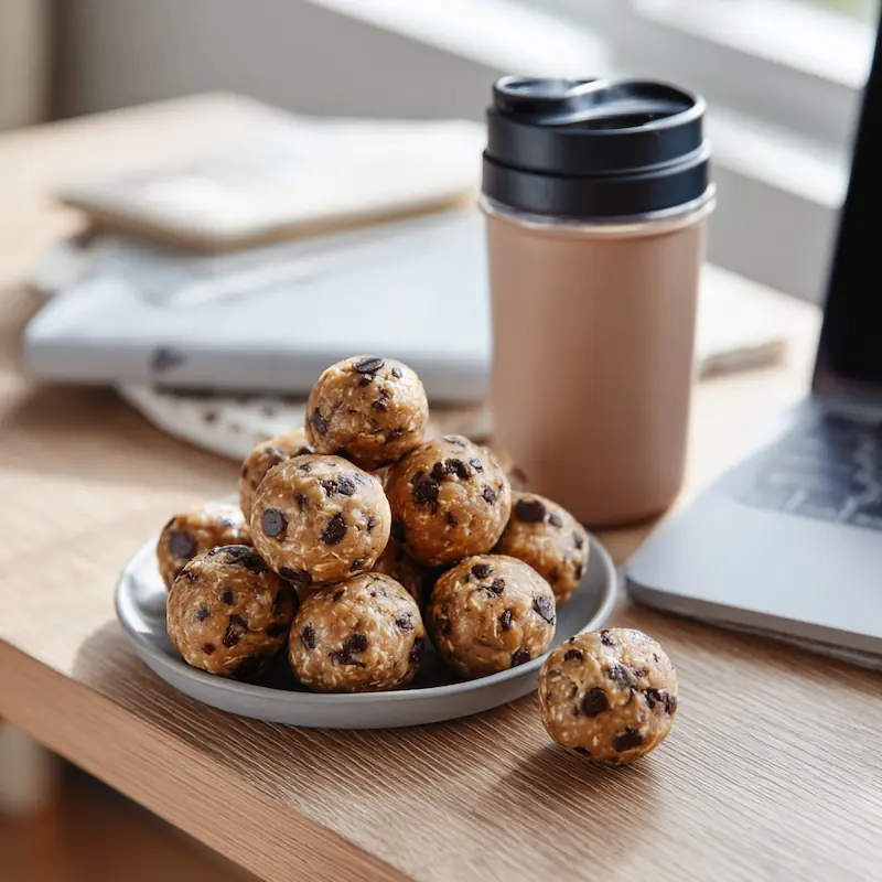 No-bake peanut butter protein balls — easy high-protein dorm snack for students