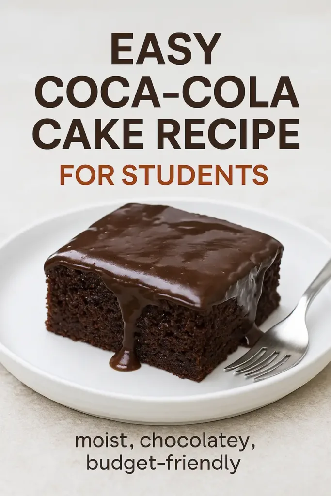 Make this moist Southern Coca-Cola Cake with simple student ingredients. Quick, chocolatey, and budget-friendly comfort in every bite!