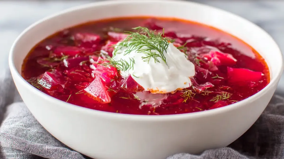 Borscht Soup: The Best Classic Ukrainian Beet Soup Recipe 1 Classic Ukrainian borscht soup made with beets, cabbage, and potatoes topped with sour cream