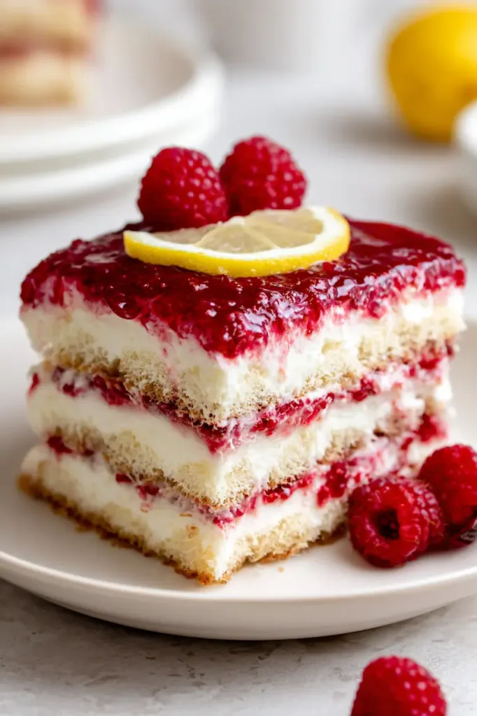 Easy raspberry tiramisu made with lady finger desserts layered with mascarpone and raspberries