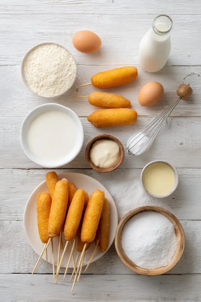 How to make Korean corn dogs recipe showing batter coating and panko breading before frying
