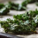 Homemade salt and vinegar kale chips baked until crispy
