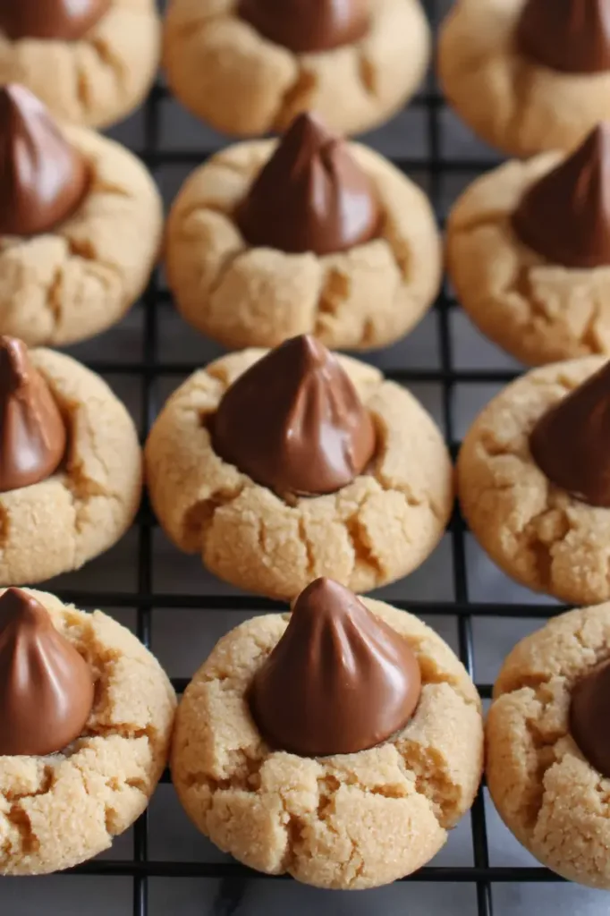 Classic Hershey Kiss Cookies Everyone Loves 2 Classic Hershey Kiss cookies made with soft peanut butter blossom cookies topped with chocolate kisses