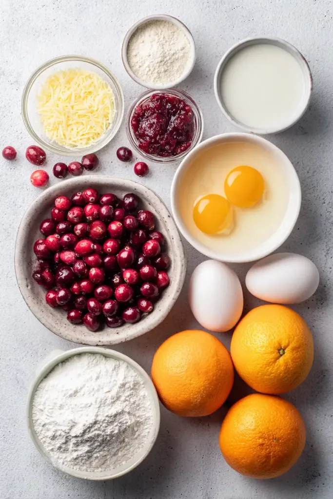 Cranberry Orange Bread: Moist, Glazed Fruit Bread Perfect for Any Occasion 4 Ingredients for homemade cranberry orange bread including fresh cranberries and oranges