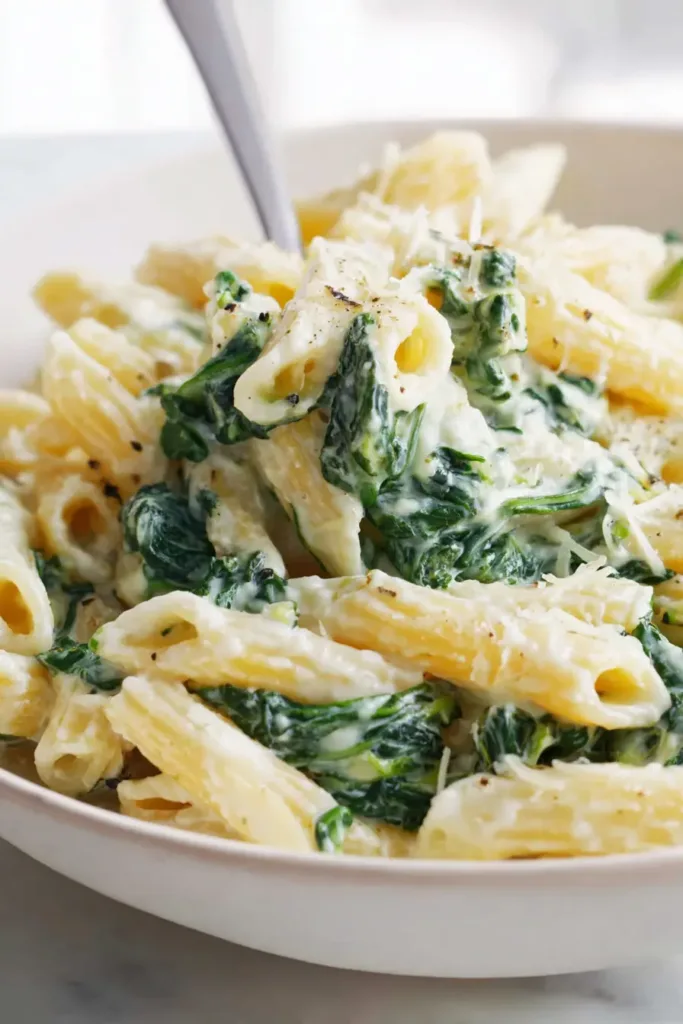Spinach Pasta (Easy, Creamy & Ready in 15 Minutes) 2 Easy spinach pasta recipe