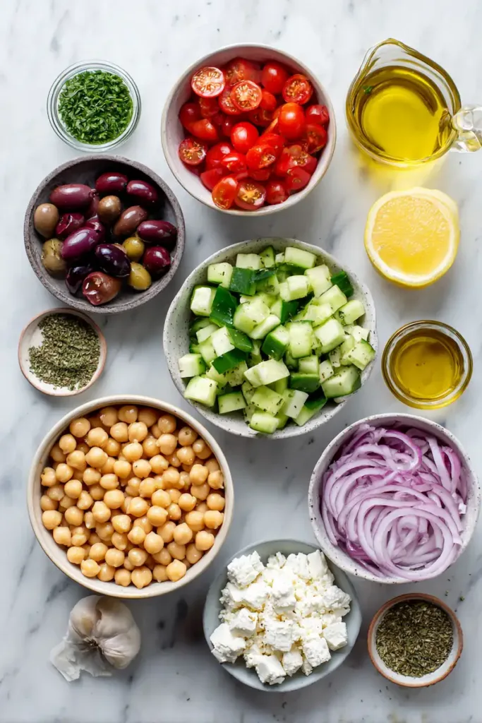 Mediterranean Chickpea Salad (Fresh, Healthy & Budget-Friendly) 3 Ingredients for Mediterranean Chickpea Salad