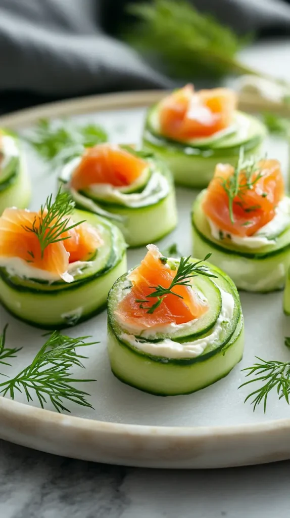Smoked Salmon Cucumber Dill Pinwheels (Protein Boosted Version)