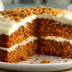 The Best Carrot Cake Recipe (Ultra Moist & Foolproof) Ultra moist carrot cake recipe with cream cheese frosting, sliced to show soft texture and layered crumb