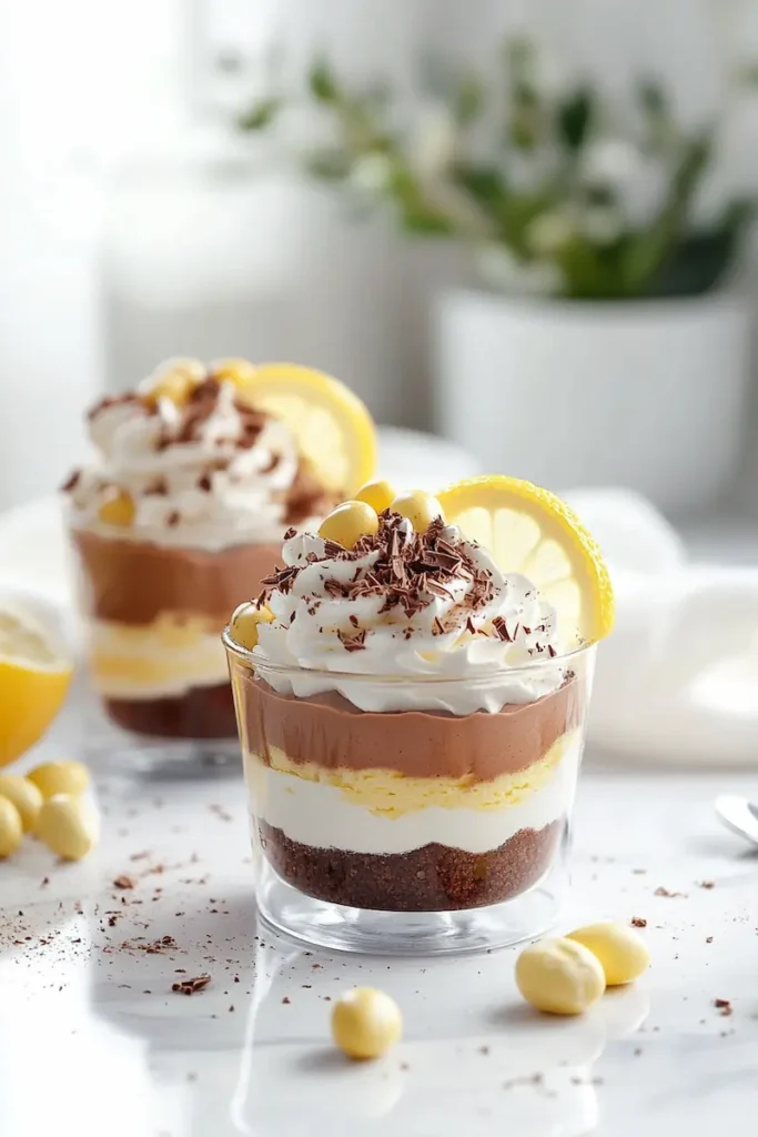 3 No Bake Mini Cheesecake Ideas That Go Viral on Pinterest (Easy & Colorful) 4 Mini cheesecakes with chocolate topping and lemon version in dessert cups