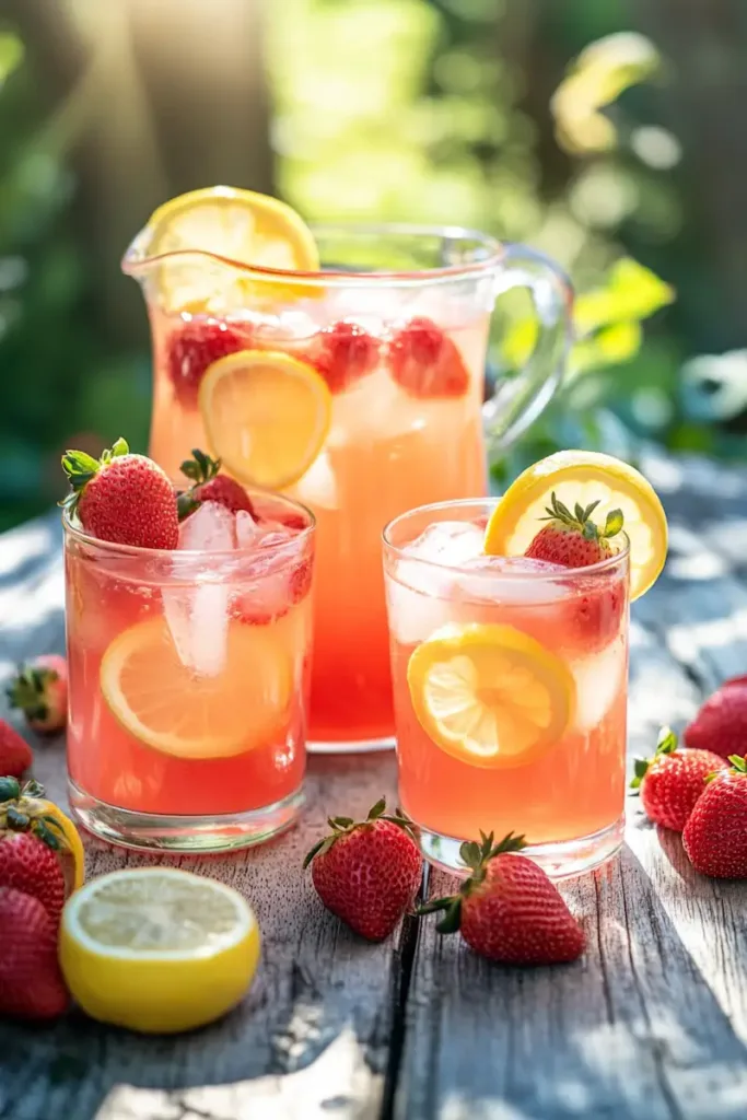 Easy Spring Strawberry Recipes: 5 Fresh & Budget-Friendly Ideas 3 easy strawberry lemonade recipe with fresh strawberries and lemon slices