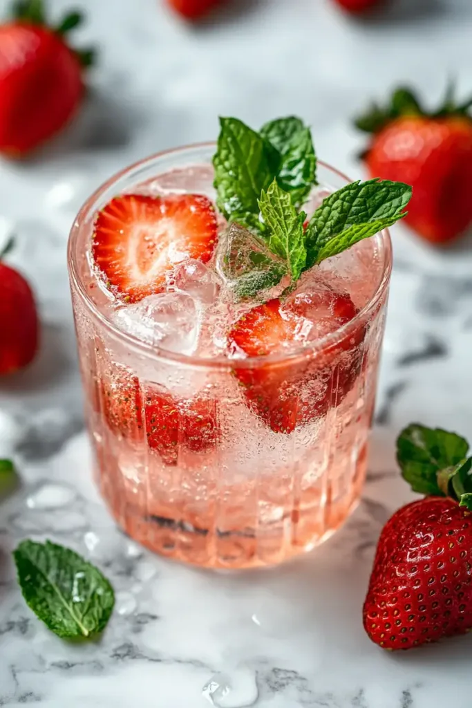 Easy Spring Strawberry Recipes: 5 Fresh & Budget-Friendly Ideas 2 healthy strawberry mint mocktail with fresh strawberries and mint leaves