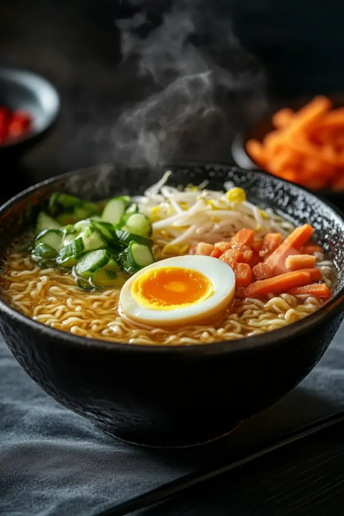 upgraded instant ramen with egg cheap student meal