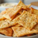 Air fryer pita chips recipe served on a plate in a bright modern American kitchen with golden crispy texture.