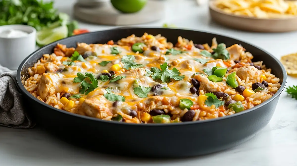 Salsa Verde Chicken and Rice Skillet Recipe